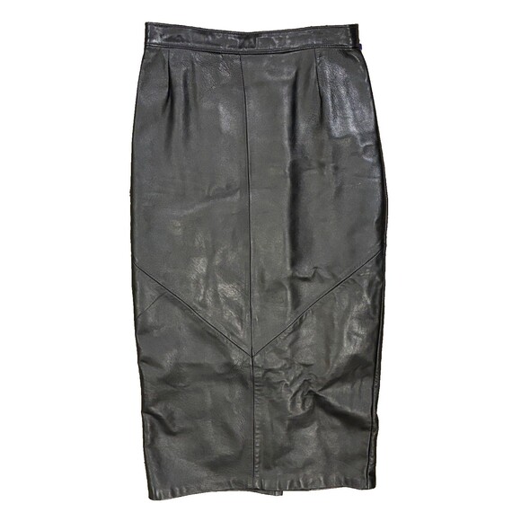Vintage Sea Dream Leather Midi Pencil Short sz 6 Black Leather - Picture 1 of 7